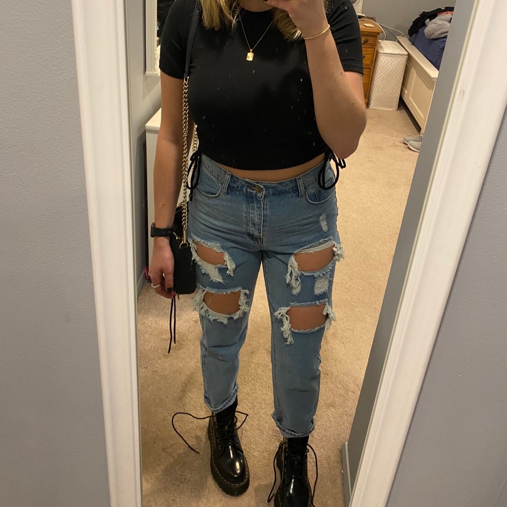 Lazuli Ripped Jeans Mid Wash Denim